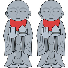 お地蔵様のイラスト（アウトラインあり）
