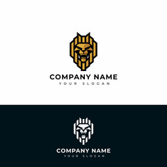 Gold Lion logo vector design template.