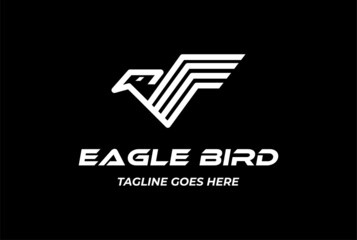 Geometric Flying Eagle Hawk Falcon Wing Monogram Logo Design Vector