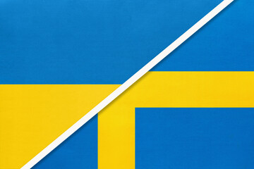 Ukraine and Sweden, symbol of country. Ukrainian vs Swedish national flags