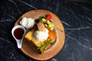 Homemade Organic Vanilla Ice Cream with Mint