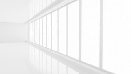 Obraz premium White room with big windows. Modern style office. 3d rendered.