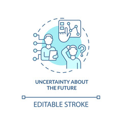 Uncertainty about future turquoise concept icon. Business issue abstract idea thin line illustration. Unprecedented risks. Isolated outline drawing. Editable stroke. Arial, Myriad Pro-Bold fonts used