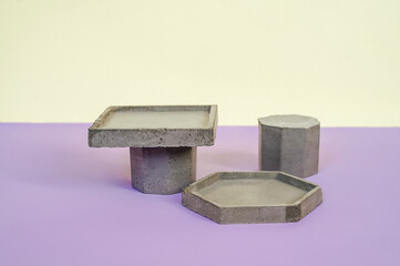 Cosmetic background for product presentation. Concrete podiums.
