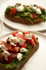 Bruschetta with Tomato, cheese and herbs
