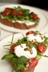 Bruschetta with Tomato, cheese and herbs