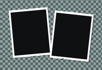 Set of vector Photo frame mockup design on sticky tape isolated on transparent background 
