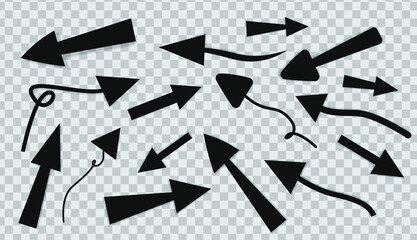 Set of vector isolated arrows on white background