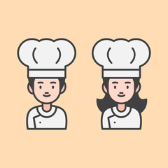 Cute Chef - Cute male and female chef character suitable for children book, design asset, and illustration in general