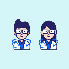 Cute Doctor - Cute male and female doctor character suitable for children book, design asset, and illustration in general