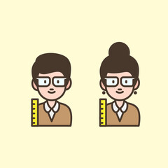 Cute Teacher - Cute male and female teacher character suitable for children book, design asset, and illustration in general