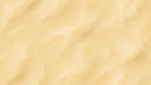 Realistic texture of beach sand. Vector illustration with top view on realistic ocean, river or sea sand.