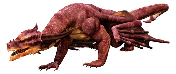 3D Rendering Fairy Tale Dragon on White