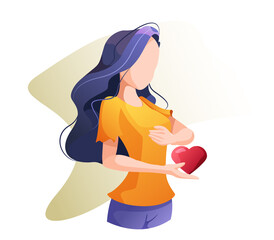 Fototapeta premium A young girl holds a heart in her hand. The psychology of self love.