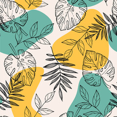 Retro seamless pattern with abstract leaves. Modern design for paper, cover, fabric, interior decor and other users. © Любовь Овсянникова