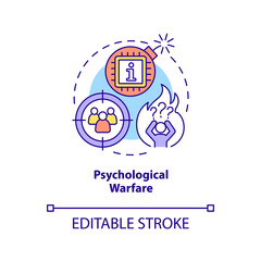 Psychological warfare concept icon. Subarea of information warfare abstract idea thin line illustration. Isolated outline drawing. Editable stroke. Arial, Myriad Pro-Bold fonts used