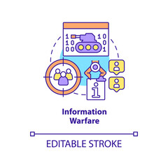 Information warfare concept icon. Facts manipulation. Basic definition abstract idea thin line illustration. Isolated outline drawing. Editable stroke. Arial, Myriad Pro-Bold fonts used