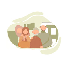 muslim family standing together