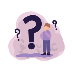 someone is feeling confused, wonder, full of question marks