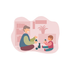 a father playing with his son at home