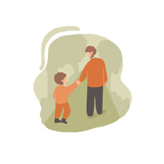 a father takes his son for a walk