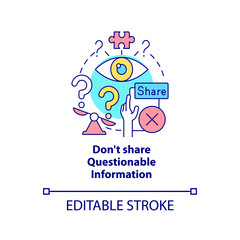 Do not share questionable information concept icon. Fighting misinformation abstract idea thin line illustration. Isolated outline drawing. Editable stroke. Arial, Myriad Pro-Bold fonts used