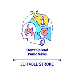 Do not spread panic news concept icon. Shocking content. Fighting misinformation abstract idea thin line illustration. Isolated outline drawing. Editable stroke. Arial, Myriad Pro-Bold fonts used