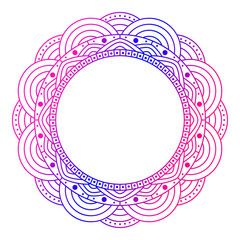 Circle frame in form of mandala. Pattern for Henna Mehndi or tattoo decoration. Decorative ornament in ethnic oriental style, vector illustration.