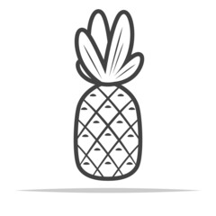 Pineapple outline icon vector isolated