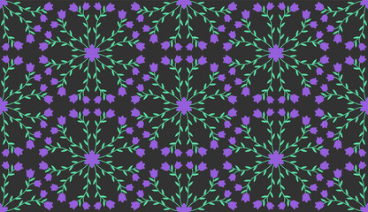 Seamless pattern with Campanula (Platycodon) flowers. Endless floral texture. Vector colorful illustration.