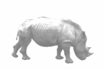 Obraz na płótnie Canvas Rhinoceros. Vector illustration. Halftone style. Isolated on white background.