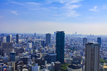 Fototapeta na wymiar View of Osaka city from Umeda sky building/Kuchu teien observatory, Japan