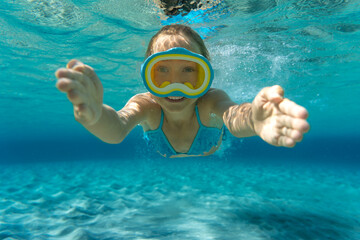 Underwater portrait of child in the sea