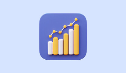 3D icon of the growth of analytics. Business and investment growth statistics. The concept of strategy in marketing. 3d rendering