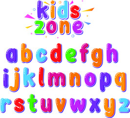 Kids zone fonts alphabets small vector 