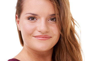 Quietly confident. Studio shot of a woman isolated on white.