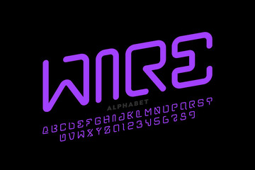 Wire style font design, alphabet letters and numbers vector illustration