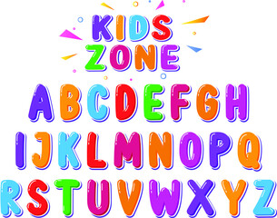 Kids zone fonts alphabets capital vector 