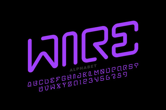Wire style font design, alphabet letters and numbers vector illustration