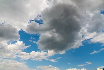 Fotobehang Nature video sky Time lapse beautiful sky with clouds background, Sky with clouds weather nature cloud blue, Blue sky with clouds and sun, Clouds At Sunny In Summer Day. © BUDDEE