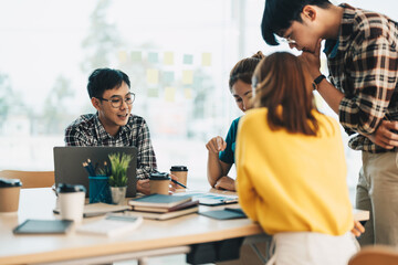 Asian Business People Planning Strategy Analysis from financial document report, Office Concept