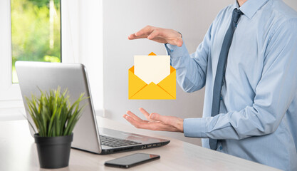 Email marketing and newsletter concept.Contact us by newsletter email and protect your personal...