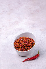 Slices of dry red pepper