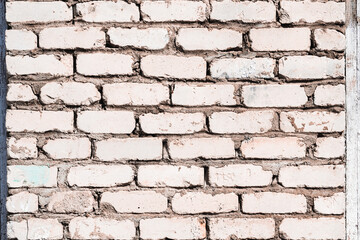 Urban background, white old industrial brick wall with copy space