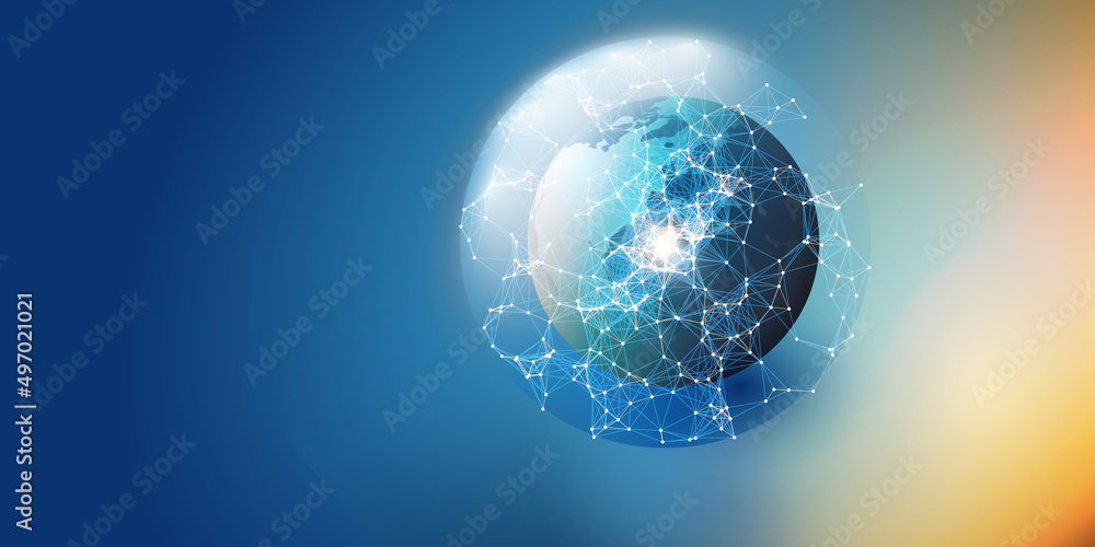 Aufkleber modern style global networks structure, it or telecommunications concept design - polygonal network 