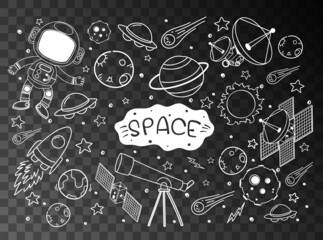 Hand drawn doodle of space icons