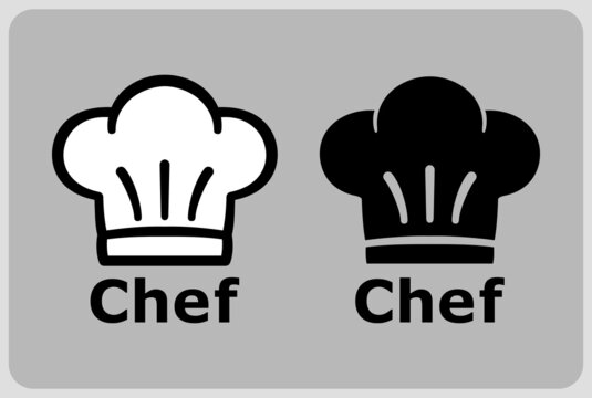 chef hat icon in thin line and silhouette style in vector illustration. toque blanche icon