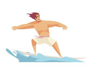 Surfing Flat Illustration