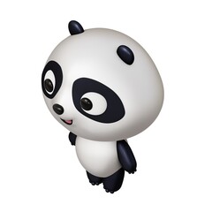 Pandas bear animal characters. Cartoon cute panda 3D illustration isolated in white background