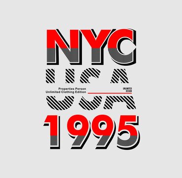 NYC,USA, typography, t-shirt graphics, vectors. 
